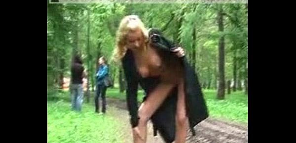  Hot Blonde Flashes In Public Park
